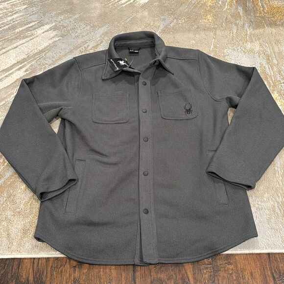 NWT! SPYDER Men's Avalon Shirt Jacket Logo Shacket Grey Heather Size M